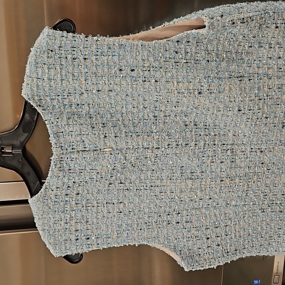 💕ST JOHN💕 Sequin Tweed Knit Sheath Dress ~ Aqua 14 NWOT - Picture 10 of 16